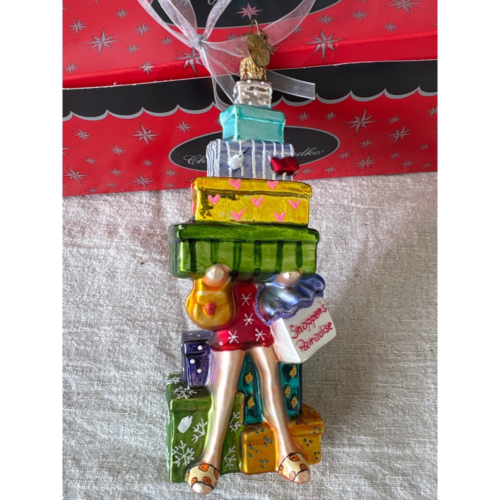 Christopher Radko Shoppers Paradise Glass Christmas Ornament Gift Box